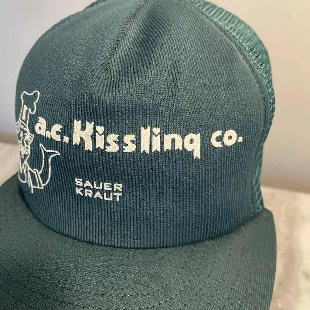 Vintage A.C. Kissling co. sauer kraut. green trucker hat Foam Breakdown